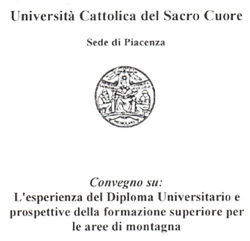 L'esperienza del Diploma Universitario e prospettive della formazione superiore per le aree di montagna